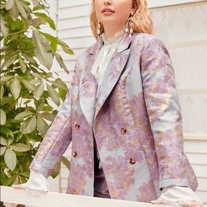 COPY - LAPEL COLLARED DOUBLE BREASTED JACQUARD BLAZER